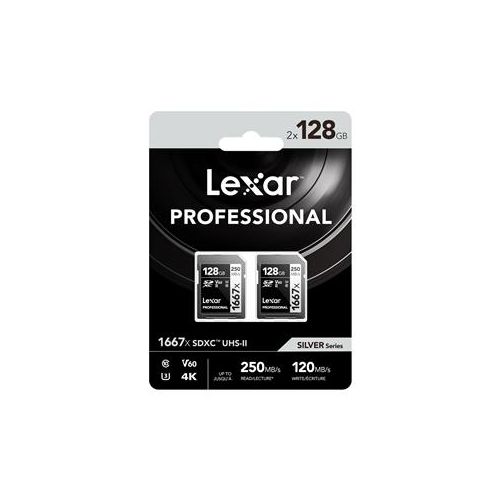  Adorama Lexar Professional 1667x 128GB SDXC UHS-II/U3 Memory Card, 2 Pack LSD128CBNA16672