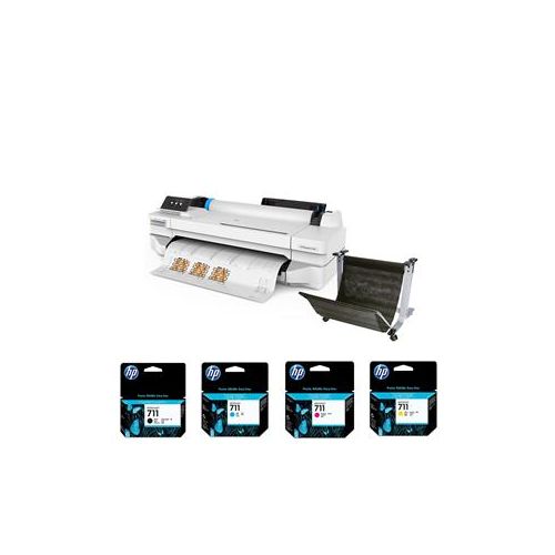  Adorama HP DesignJet T100 Plotter Printer 24 w/Mobile Printing With Stand & Ink Bundle 5ZY56A C