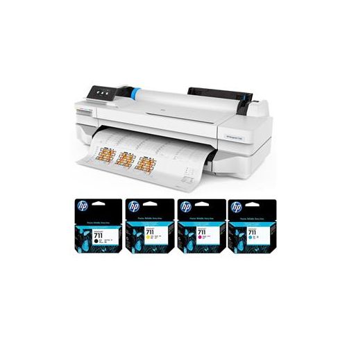  Adorama HP DesignJet T100 Plotter Printer 24 w/Mobile Printing (5ZY56A) With Ink Bundle 5ZY56A A