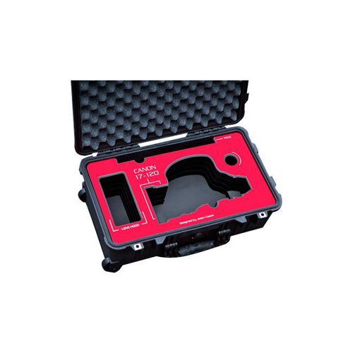  Adorama Jason Cases Protective Case with Foam for Canon 17-120mm Lens, Red Overlay CA17120RE