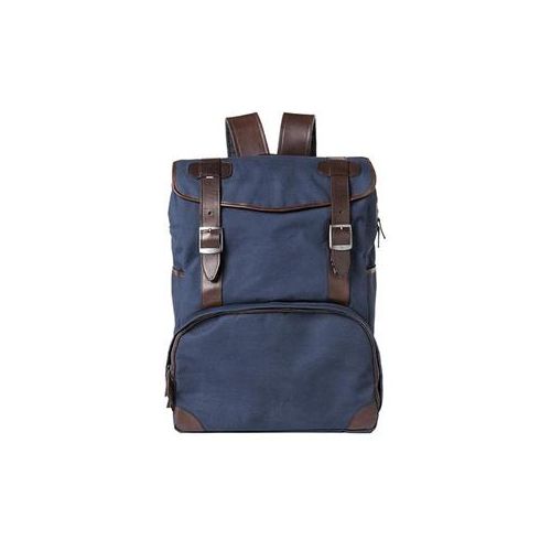  Adorama Barber Shop Mop Top Camera Backpack, Blue Canvas & Dark Brown Leather BBS-MT-2