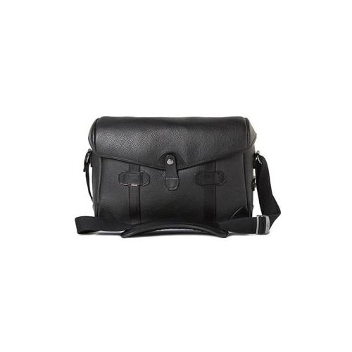  Adorama Barber Shop Pageboy Messenger Camera Bag, Small, Grained Black Leather BBS-PB-4