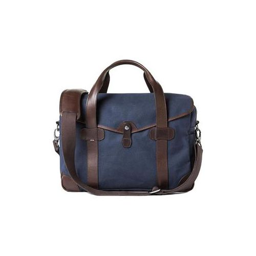  Adorama Barber Shop Messenger Bob Cut Media Bag, Medium, Blue Canvas/Dark Brown Leather BBS-BC-2