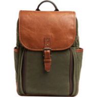 Adorama ONA The Monterey Leather/Waxed Canvas Backpack, Olive and Antique Cognac ONA5-082OLVLBR