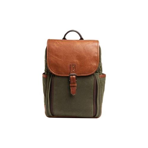  Adorama ONA The Monterey Leather/Waxed Canvas Backpack, Olive and Antique Cognac ONA5-082OLVLBR