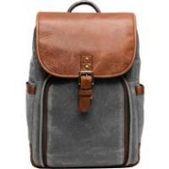 Adorama ONA The Monterey Leather/Waxed Canvas Backpack, Smoke and Antique Cognac ONA5-082GRLBR