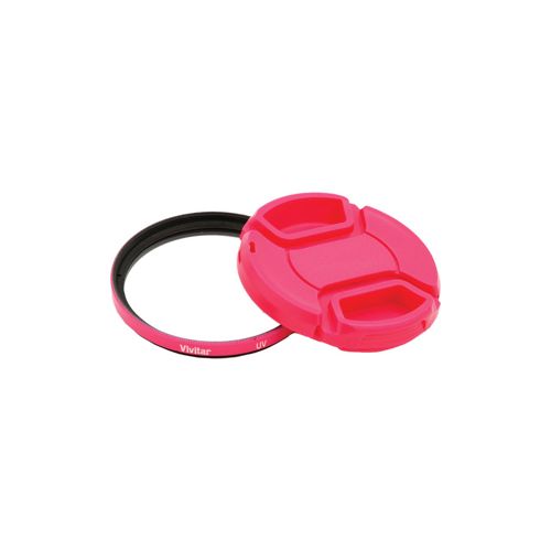  Adorama Vivitar 58mm UV Filter and Snap-On Lens Cap, Pink VIV-FKSC-58-PK