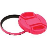 Adorama Vivitar 52mm UV Filter and Snap-On Lens Cap, Pink VIV-FKSC-52-PK