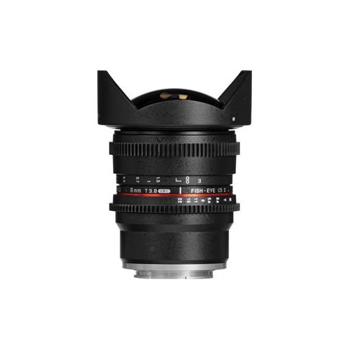  Adorama Samyang 8mm T3.8 HD Fisheye Cine Lens for Nikon with Removeable Hood SYHD8MV-N