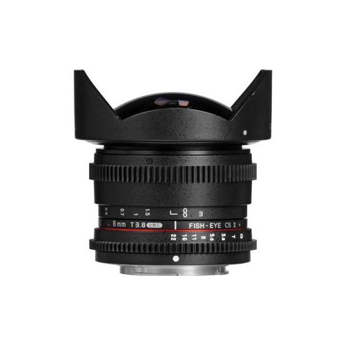  Adorama Samyang 8mm T3.8 HD Fisheye Cine Lens for Canon EF with Removeable Hood SYHD8MV-S