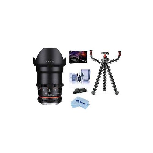  Adorama Rokinon 35mm T1.5 Cine DS Wide-Angle Lens for Micro 4/3rd W/Joby GorillaPod DS35M-MFT T