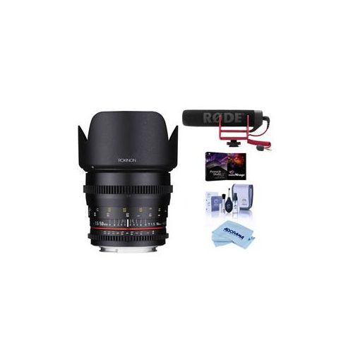  Adorama Rokinon 50mm T1.5 Cine DS Lens for Micro Four Thirds W/Rode Mic And More DS50M-MFT E