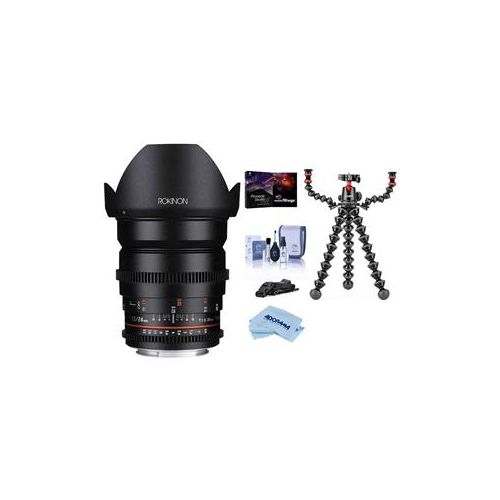  Adorama Rokinon 24mm T1.5 Cine DS Lens for Micro Four Thirds W/Joby GorillaPod Rig/More DS24M-MFT T