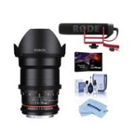 Adorama Rokinon 35mm T1.5 Cine DS Wide-Angle Lens for Nikon Mount W/Rode Mic And More DS35M-N E