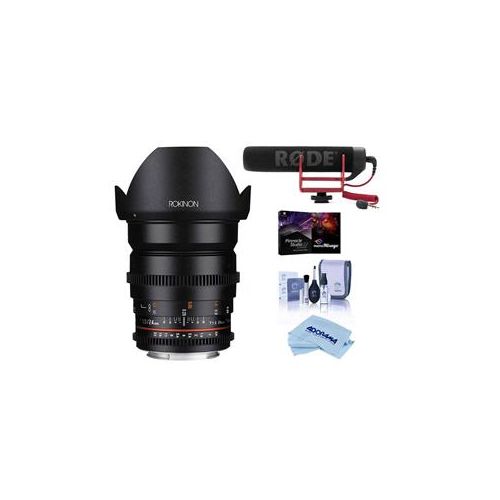  Adorama Rokinon 24mm T1.5 Cine DS Lens for Sony E-Mount - With W/Rode Mic And More DS24M-NEX E