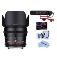 Adorama Rokinon 50mm T1.5 Cine DS Lens for Nikon Mount W/Rode Mic And More DS50M-N E