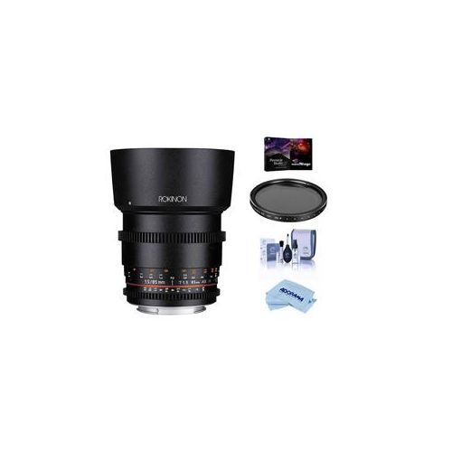  Adorama Rokinon 85mm T1.5 Cine DS Aspherical Lens for Nikon Mount W/Tiffen VND Filter DS85M-N F