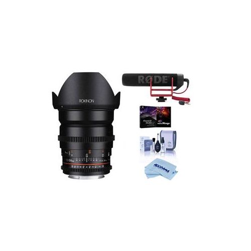  Adorama Rokinon 24mm T1.5 Cine DS Lens for Micro Four Thirds -With W/Rode Mic And More DS24M-MFT EE