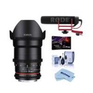 Adorama Rokinon 35mm T1.5 Cine DS Wide-Angle Lens for Canon EF Mount W/Rode Mic And More DS35M-C E
