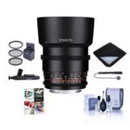 Adorama Rokinon 85mm T1.5 Cine DS Aspherical Lens for Nikon F Mnt W/Free PC Acc Bundle DS85M-N A