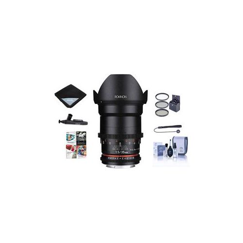  Adorama Rokinon 35mm T1.5 Cine VDSLR Wide-Angle Lens Nikon F Mount W/Free Pc Acc Bundle DS35M-N A