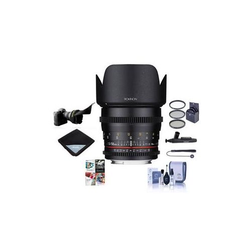  Adorama Rokinon 50mm T1.5 Cine DS Lens for Nikon F Mount With Free PC Accessory Bundle DS50M-N A