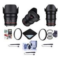 Adorama Rokinon Cine DS Lens Bundle for Nikon F, 20mm T1.9/35mm/50mm T1.5 Lenses Bundle DS24M-N C