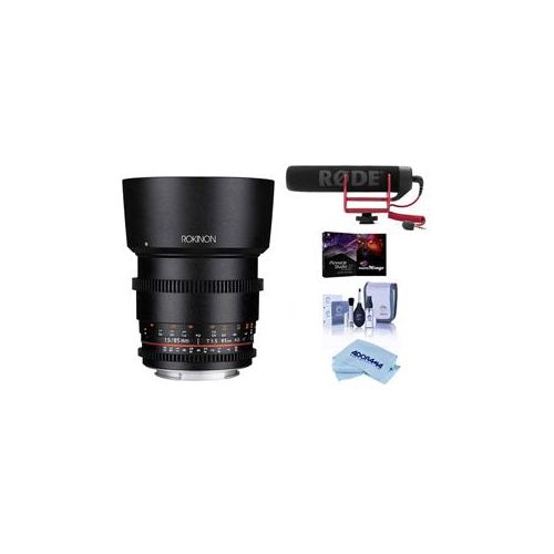 Adorama Rokinon 85mm T1.5 Cine DS Aspherical Lens for Sony E Mount W/Rode Mic And More DS85M-NEX E