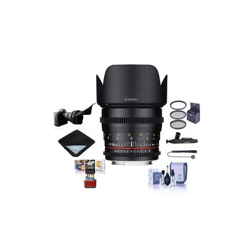 Adorama Rokinon 50mm T1.5 Cine DS Lens for Canon EF Mount With Free Mac Accessory Bundle DS50M-C AM