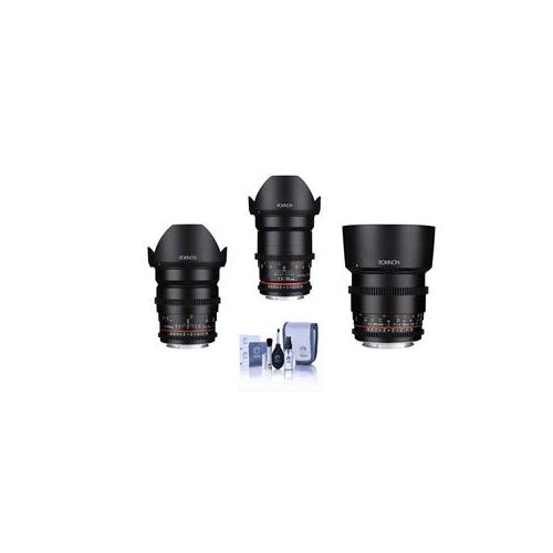  Adorama Rokinon Cine DS Lens Bundle for Micro Four Third 24mm/35mm/85mm T1.5 Lenses DS24M-MFT A