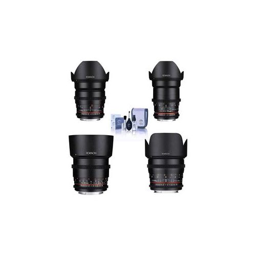  Adorama Rokinon Cine DS Lens Bundle for Nikon F Mount 24mm/35mm/50mm/85mm T1.5 lenses DS24M-N A