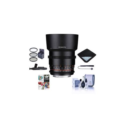  Adorama Rokinon 85mm T1.5 Cine DS Aspherical Lens for Canon EF Mnt W/Free PC Acc Bundle DS85M-C A