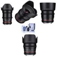 Adorama Rokinon Cine DS Lens Bundle for Canon EF, 20mm T1.9/35mm/50mm/85mm T1.5 Lenses DS24M-C C