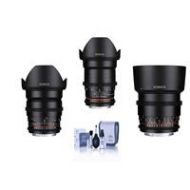 Adorama Rokinon Cine DS Lens Bundle for Canon EF Mount 24mm, 35mm, 85mm T1.5 Lenses DS24M-C A