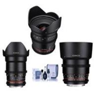 Adorama Rokinon Cine DS Lens Bundle for Nikon F Mount 20mm T1.9 /35mm/85mm T1.5 lenses DS24M-N B