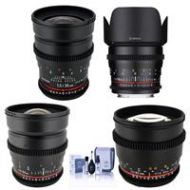 Adorama Rokinon T1.5 Cine Kit for Micro 4/3- Bundle 24mm T1.5,35mm T1.5,50mm T1.5mm 85mm CVM-C MFT