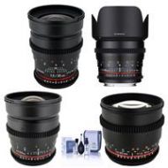 Adorama Rokinon T1.5 Cine Kit for Sony E Mt- Bundle 24mm T1.5,35mm T1.5,50mm T1.5mm 85mm CVM-C NEX