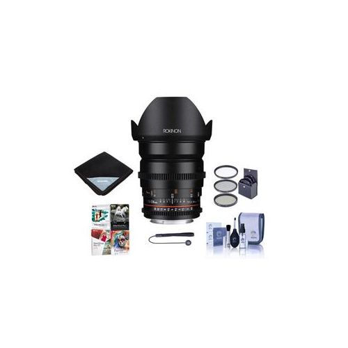  Adorama Rokinon 20mm T1.9 Ultra WA Cine DS Lens for Nikon F Mount With Free Acc Bundle DS20M-N A