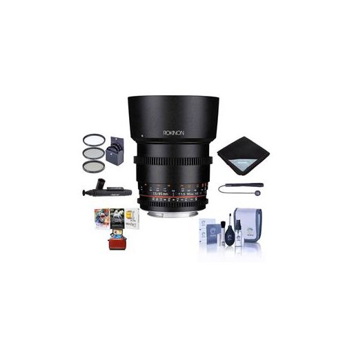  Adorama Rokinon 85mm T1.5 Cine DS Aspherical Lens for Nikon F Mnt W/Free Mac Acc Bundle DS85M-N AM