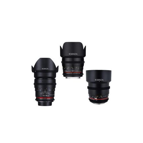  Adorama Rokinon Cine DS Portrait Lens Bundle 35mm T1.5, 50mm T1.5, 85mm T1.5 For Nikon DS-PB NK