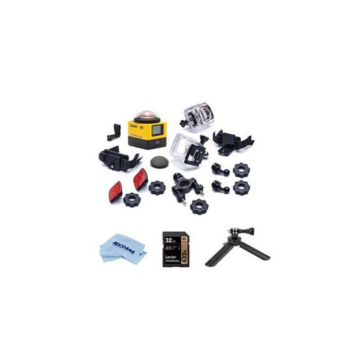  Adorama Kodak PIXPRO SP360 360 VR Action Camera & Waterproof Housing Case W/Acc Bundle SP360-YL8 A