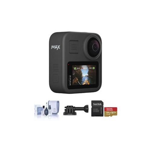  Adorama GoPro MAX 360 Action Camera - With 64GB MicroSDXC U3 Card, Cleaning Kit CHDHZ-201 J