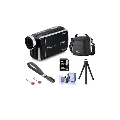  Adorama Minolta MN50HD 1080p Full HD 20MP Digital Camcorder Black - With Accesory Bundle MN50HD-BK E