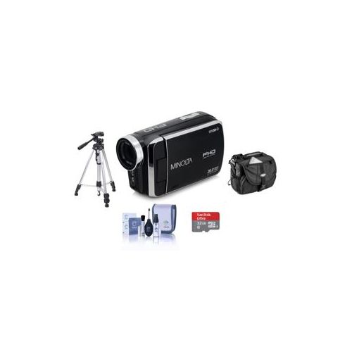  Adorama Minolta MN50HD 1080p Full HD 20MP Digital Camcorder, Black With Accessory Bundle MN50HD-BK A