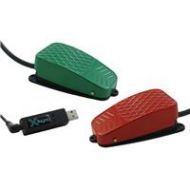 Adorama X-Keys USB Three-Switch Interface with Green and Red Commercial Foot Switches XK-1305-CFGR-BU