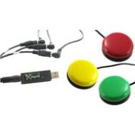 Adorama X-Keys USB Three-Switch Interface with Red, Green and Yellow Orby Switches XK-1443-OYRG-BU
