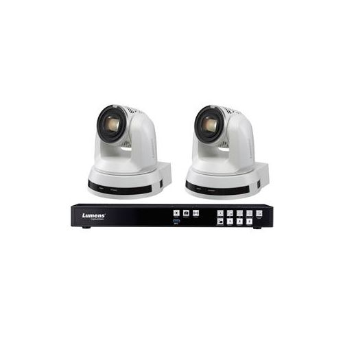  Adorama Lumens Media Processor LC200 CaptureVision, 2x VC-A61P 4K UHD PTZ Camera, White LC200BUNDLE61PW