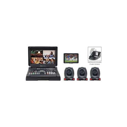  Adorama Datavideo HS-1600T Studio Kit, Includes HS-1600T, 3x PTC-140T, WM-1 & TLM-700K HS-1600T-3C140TM