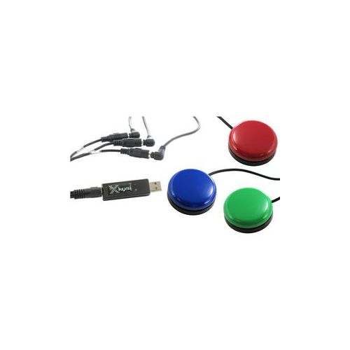  Adorama X-Keys USB Three-Switch Interface with Red, Green and Blue Orby Switches XK-1442-ORGB-BU