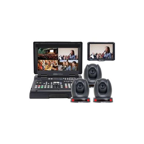  Adorama Datavideo HS-1600T Studio Kit, Includes HS-1600T, 3x PTC-140T, HC-800 & TLM-700K HS-1600T-3C140TCM
